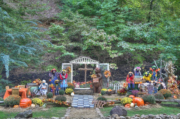 Bear-crows Scarecrows Pumpkins Mums and more for HarvestFest 2018 at Hidden Mountain Resort
