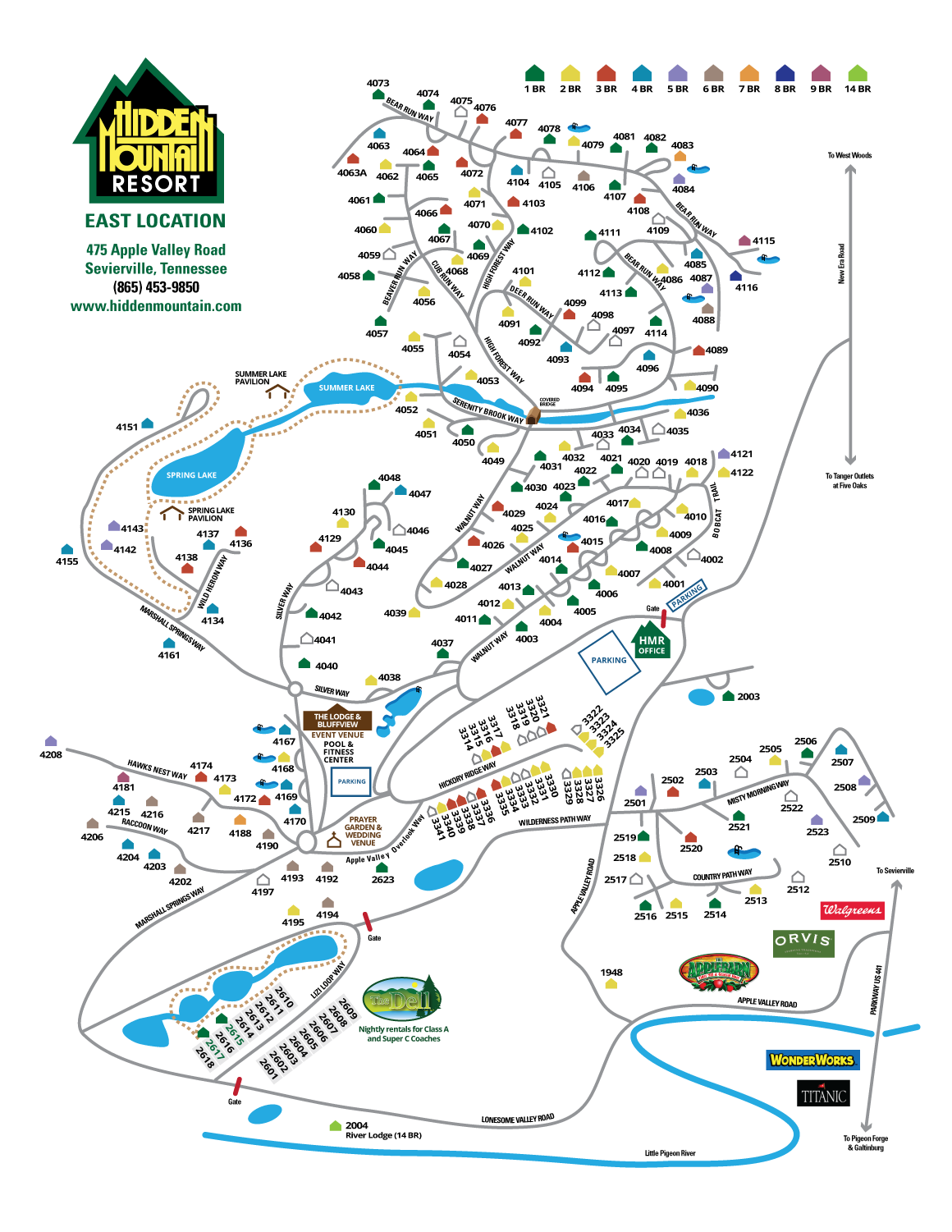 Hidden Mountain Resort Map, East Location